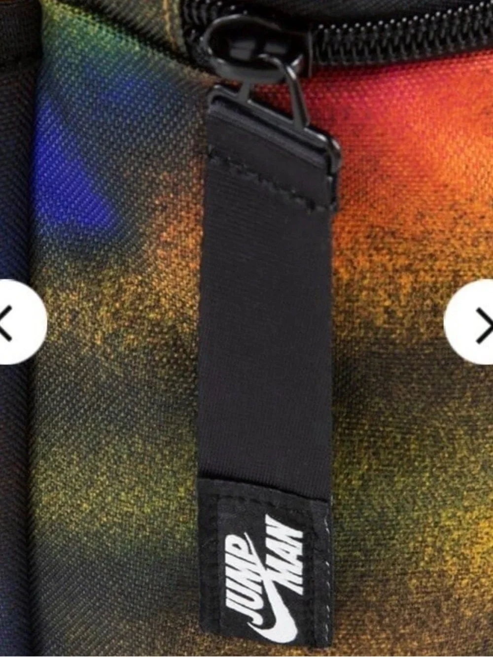 Jordan Black Backpack with Red, Blue, Orange and Gold Spray Accents
